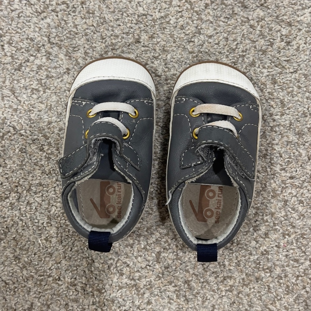 See Kai Run Charcoal and White Kids Sneakers